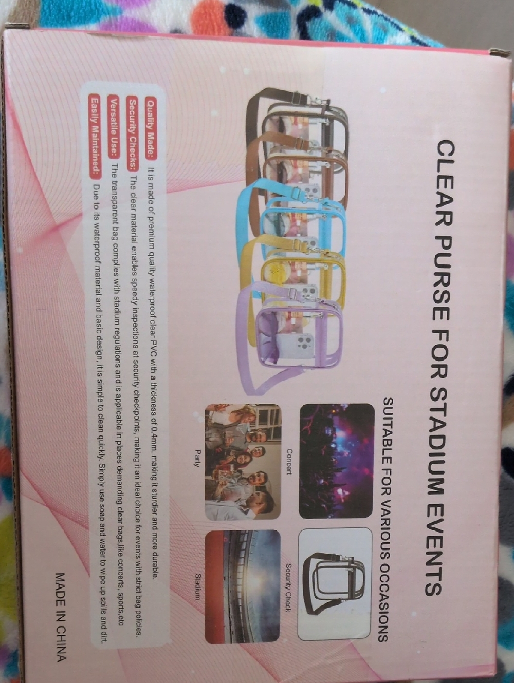 Clear Purse for Stadium Events - Transparent Tote in Black